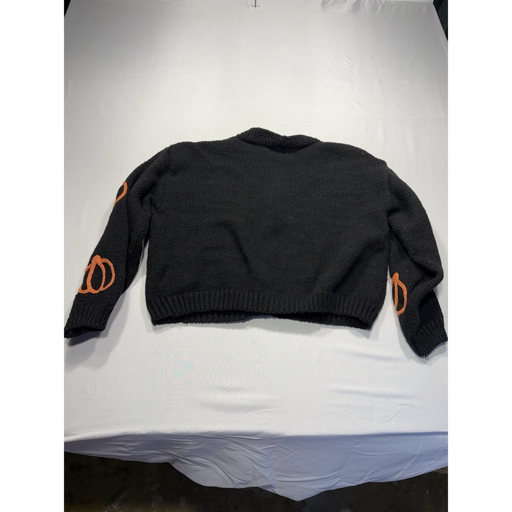 Luna Ivy Womens XS Halloween Pumpkin V-Neck Knit Button-Front Cardigan Sweater - Picture 2 of 6